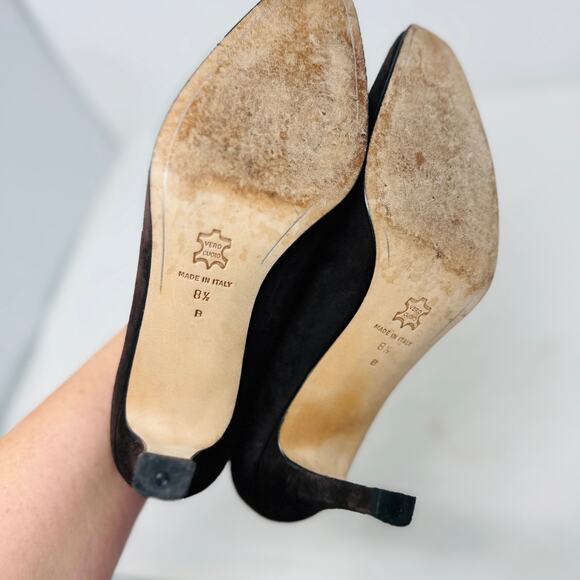Vintage Renzo Fontanelli Chocolate Brown Suede Pumps Made in Italy Heel Size 8.5 - Picture 10 of 13
